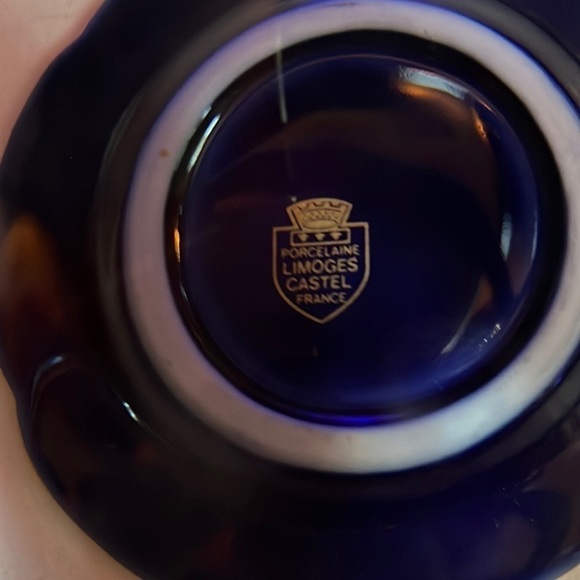 Limoges Castel Cobalt Blue Porcelain Gold Pattern 3.25” Made in France - Picture 3 of 3